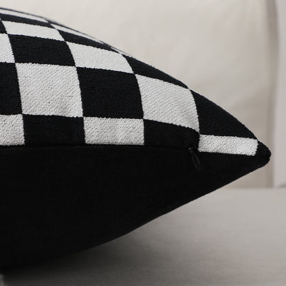 Checkerboard Throw Pillow Covers Set of 2 Chenille Geometric Decorative Cushion Covers