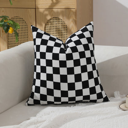 Checkerboard Throw Pillow Covers Set of 2 Chenille Geometric Decorative Cushion Covers