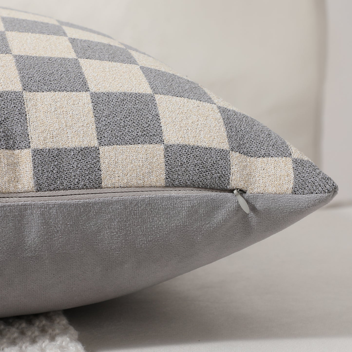 Checkerboard Throw Pillow Covers Set of 2 Chenille Geometric Decorative Cushion Covers