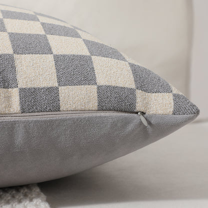 Checkerboard Throw Pillow Covers Set of 2 Chenille Geometric Decorative Cushion Covers