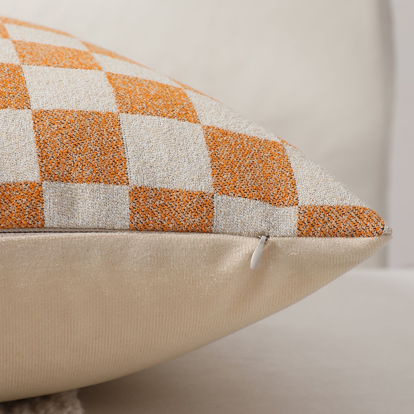 Checkerboard Throw Pillow Covers Set of 2 Chenille Geometric Decorative Cushion Covers