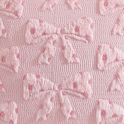 Bow and Heart Pillow Covers 18x18 inch Set of 2 Coquette Embroidered Decorative Cushion Covers for Valentines Decor