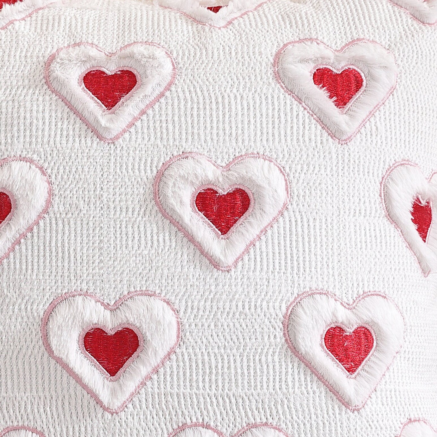Bow and Heart Pillow Covers 18x18 inch Set of 2 Coquette Embroidered Decorative Cushion Covers for Valentines Decor