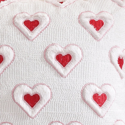 Bow and Heart Pillow Covers 18x18 inch Set of 2 Coquette Embroidered Decorative Cushion Covers for Valentines Decor