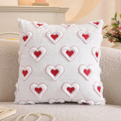 Bow and Heart Pillow Covers 18x18 inch Set of 2 Coquette Embroidered Decorative Cushion Covers for Valentines Decor