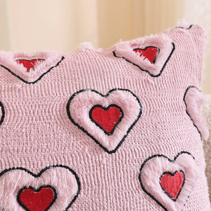 Bow and Heart Pillow Covers 18x18 inch Set of 2 Coquette Embroidered Decorative Cushion Covers for Valentines Decor