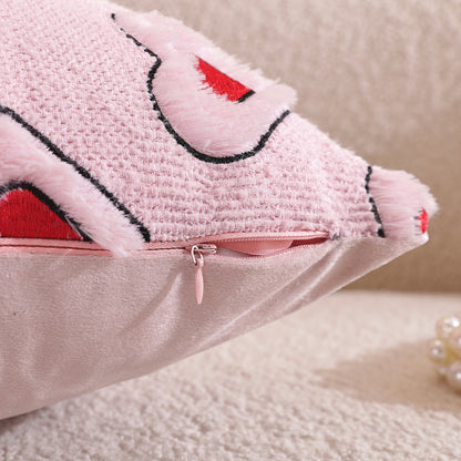 Bow and Heart Pillow Covers 18x18 inch Set of 2 Coquette Embroidered Decorative Cushion Covers for Valentines Decor