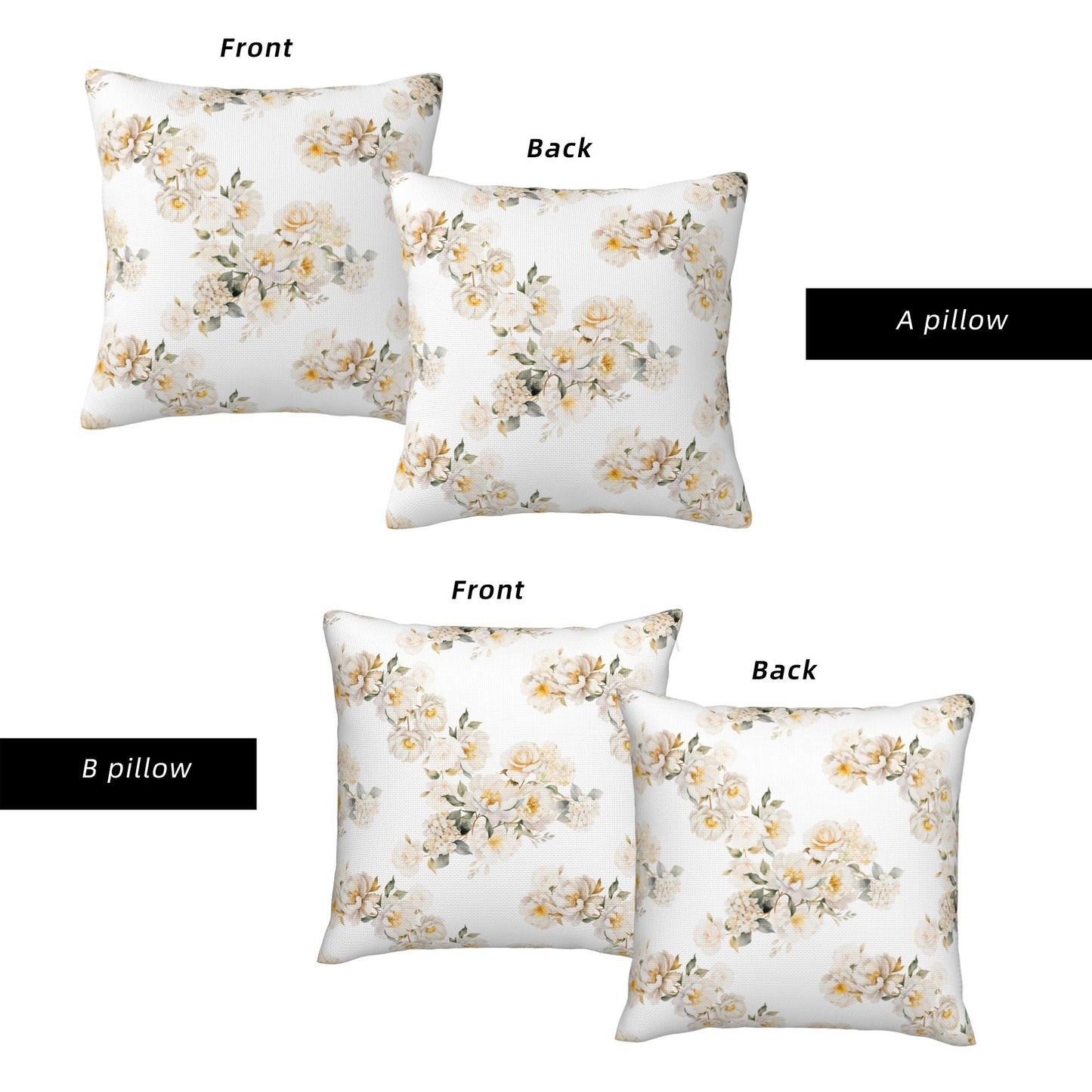HOSTECCO Spring Outdoor Pillow Covers Set of 2, Blue Bird and Hydrangea Waterproof Throw Pillows, Floral Cushion Covers for Summer Patio Balcony Sofa