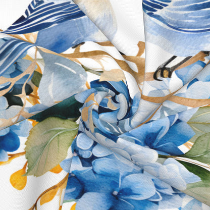 HOSTECCO Spring Outdoor Pillow Covers Set of 2, Blue Bird and Hydrangea Waterproof Throw Pillows, Floral Cushion Covers for Summer Patio Balcony Sofa