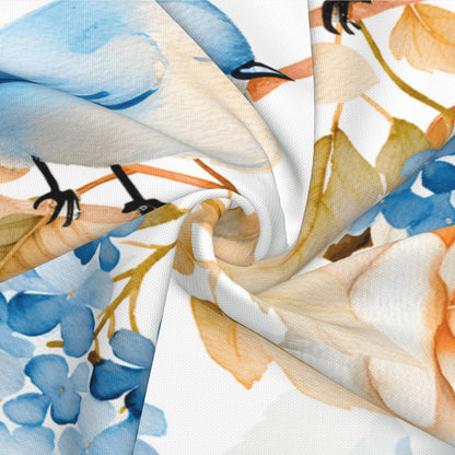 HOSTECCO Spring Outdoor Pillow Covers Set of 2, Blue Bird and Hydrangea Waterproof Throw Pillows, Floral Cushion Covers for Summer Patio Balcony Sofa