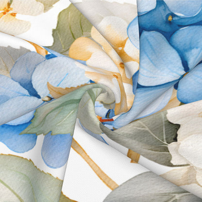 HOSTECCO Spring Outdoor Pillow Covers Set of 2, Blue Bird and Hydrangea Waterproof Throw Pillows, Floral Cushion Covers for Summer Patio Balcony Sofa