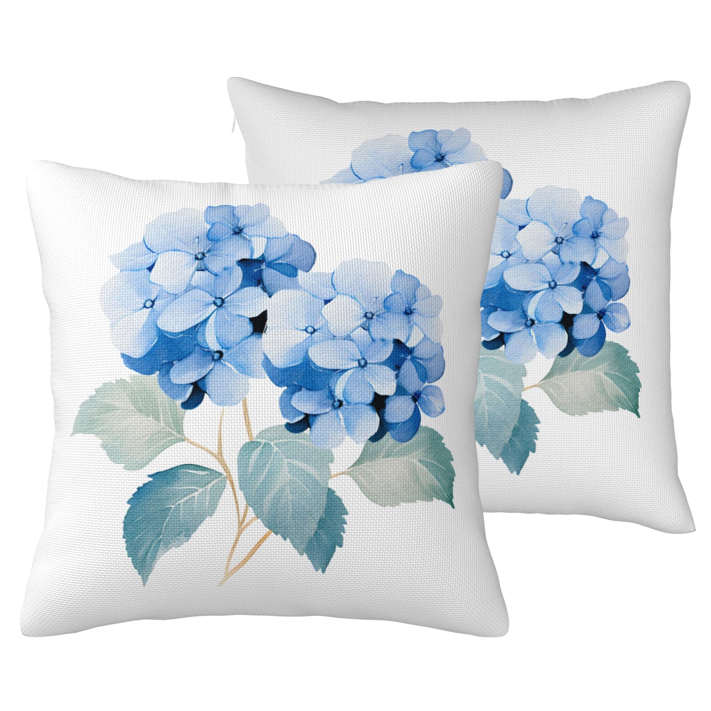 HOSTECCO Spring Outdoor Pillow Covers Set of 2, Blue Bird and Hydrangea Waterproof Throw Pillows, Floral Cushion Covers for Summer Patio Balcony Sofa