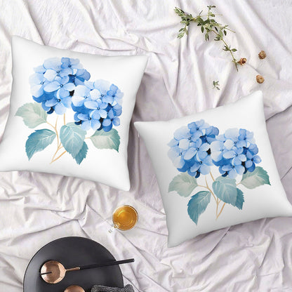 HOSTECCO Spring Outdoor Pillow Covers Set of 2, Blue Bird and Hydrangea Waterproof Throw Pillows, Floral Cushion Covers for Summer Patio Balcony Sofa