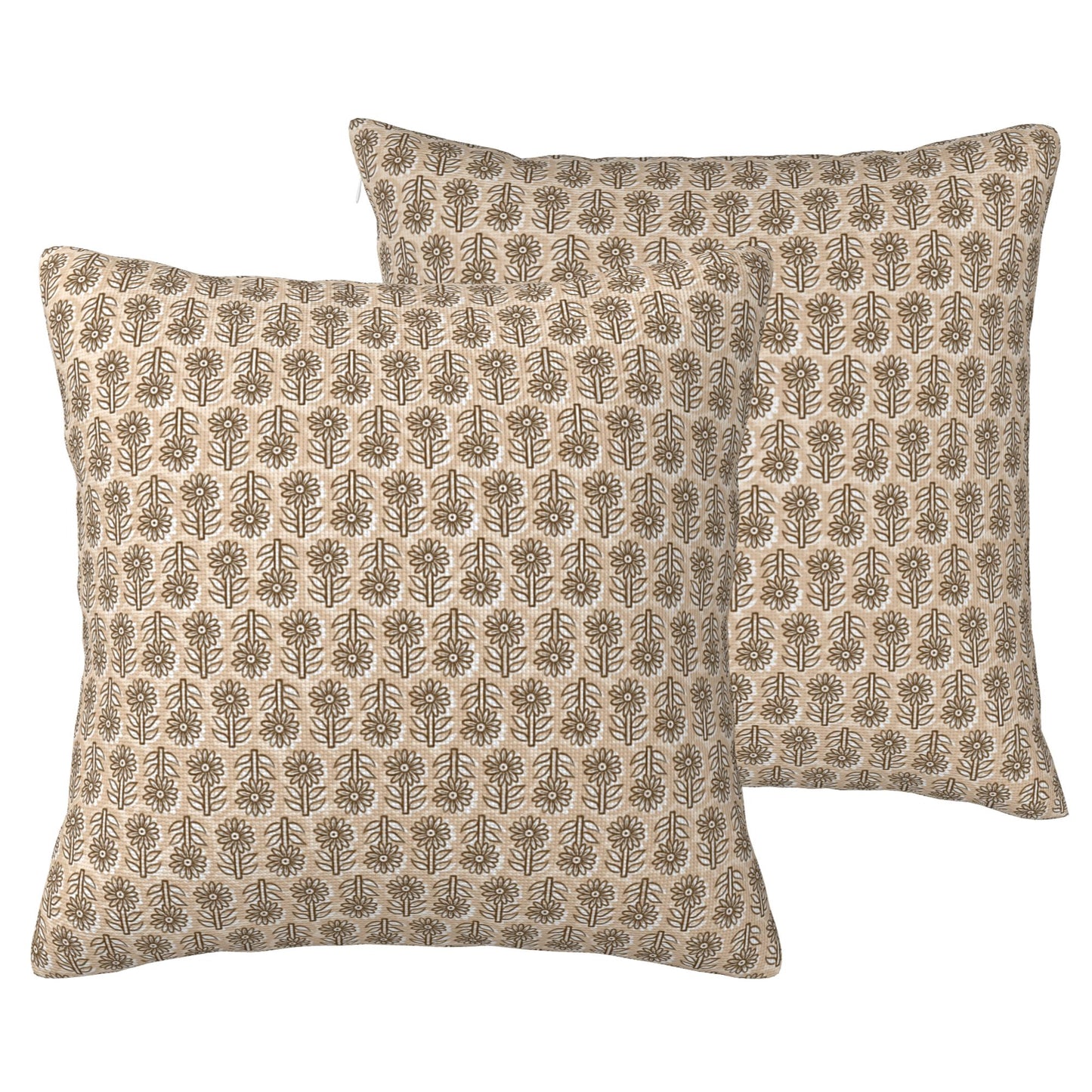 HOSTECCO Waterproof Floral Throw Pillow Covers Set of 2 - Vintage Block Print Outdoor Cushion Covers, Boho Farmhouse Decor for Couch Patio Garden