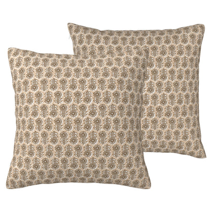 HOSTECCO Waterproof Floral Throw Pillow Covers Set of 2 - Vintage Block Print Outdoor Cushion Covers, Boho Farmhouse Decor for Couch Patio Garden