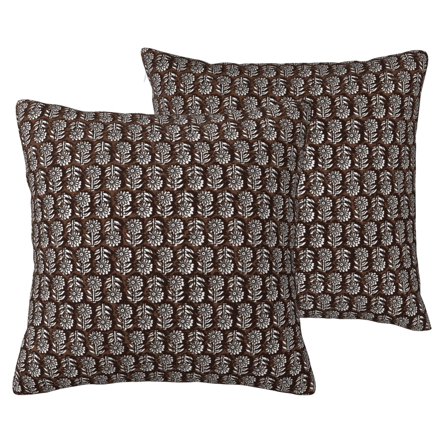 HOSTECCO Waterproof Floral Throw Pillow Covers Set of 2 - Vintage Block Print Outdoor Cushion Covers, Boho Farmhouse Decor for Couch Patio Garden