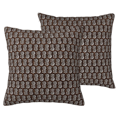 HOSTECCO Waterproof Floral Throw Pillow Covers Set of 2 - Vintage Block Print Outdoor Cushion Covers, Boho Farmhouse Decor for Couch Patio Garden