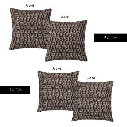 HOSTECCO Waterproof Floral Throw Pillow Covers Set of 2 - Vintage Block Print Outdoor Cushion Covers, Boho Farmhouse Decor for Couch Patio Garden