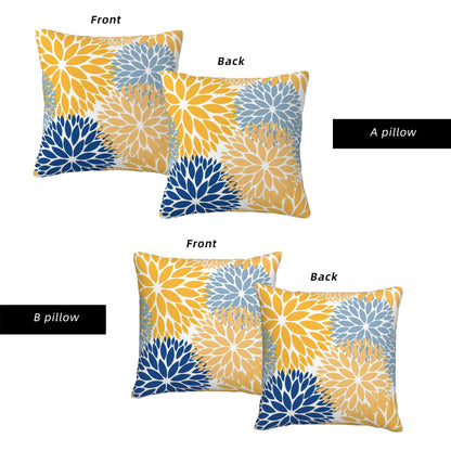 HOSTECCO Waterproof Floral Throw Pillow Covers Set of 2 - Vintage Block Print Outdoor Cushion Covers, Boho Farmhouse Decor for Couch Patio Garden