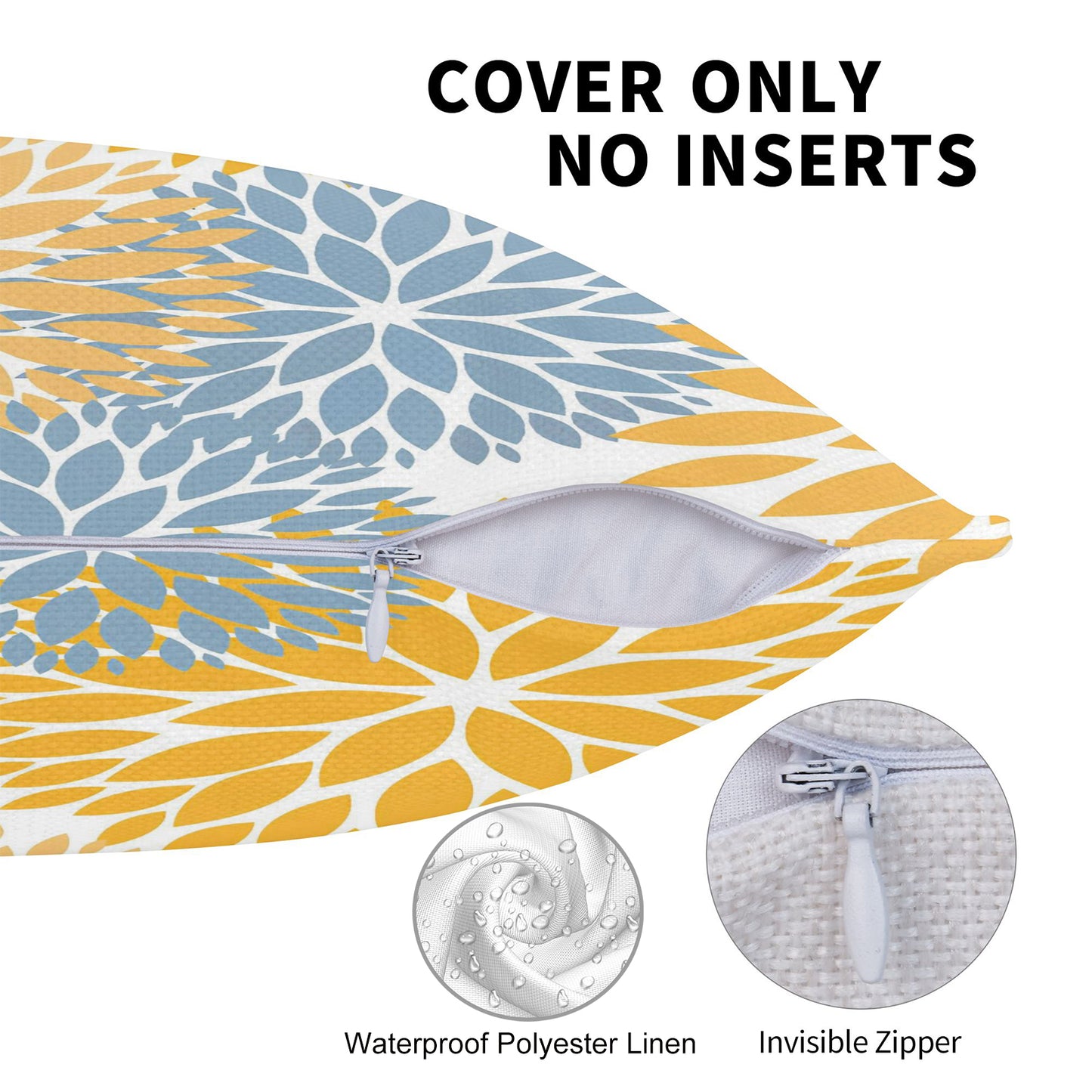 HOSTECCO Waterproof Floral Throw Pillow Covers Set of 2 - Vintage Block Print Outdoor Cushion Covers, Boho Farmhouse Decor for Couch Patio Garden