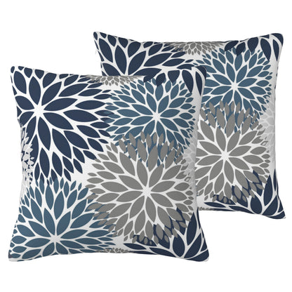 HOSTECCO Waterproof Floral Throw Pillow Covers Set of 2 - Vintage Block Print Outdoor Cushion Covers, Boho Farmhouse Decor for Couch Patio Garden