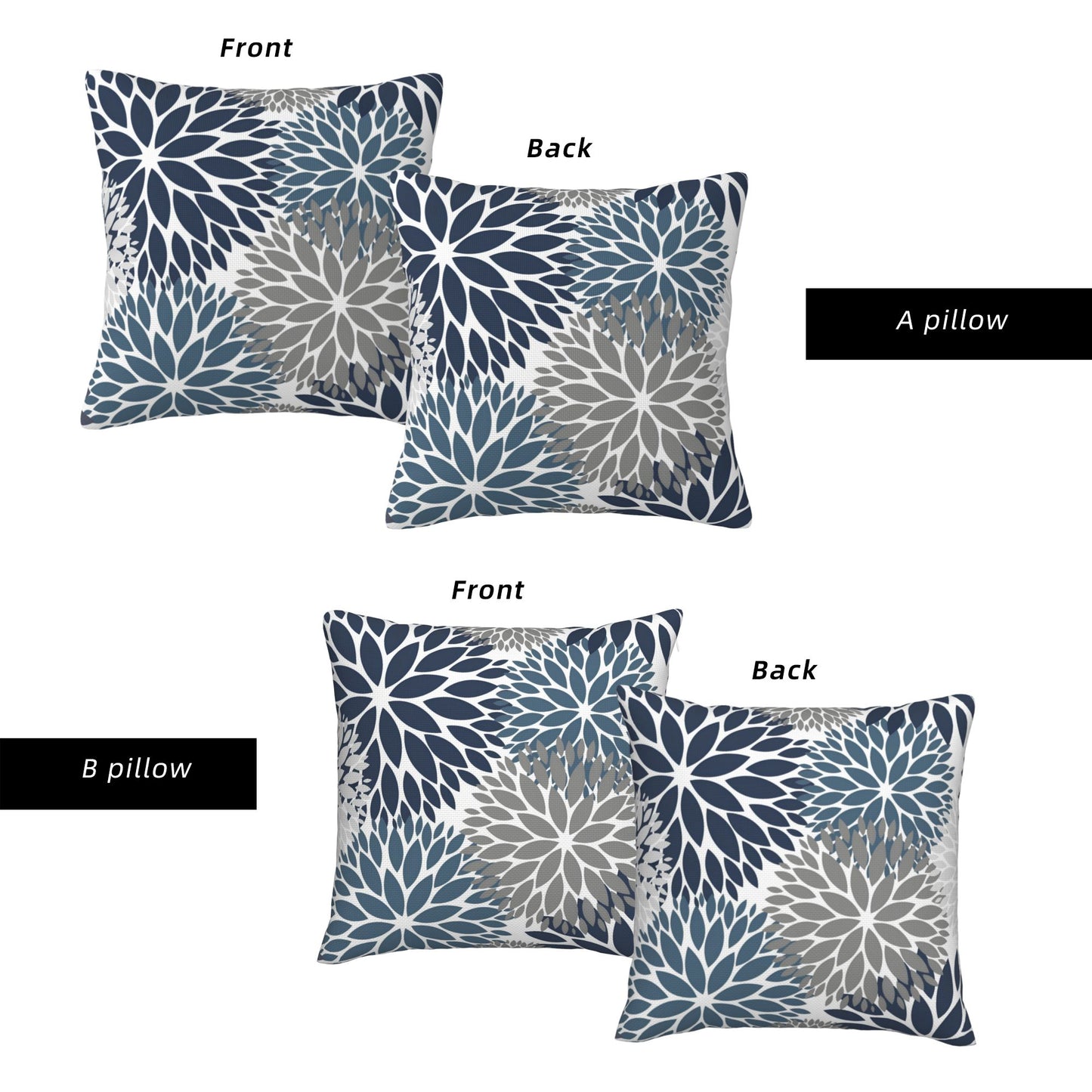 HOSTECCO Waterproof Floral Throw Pillow Covers Set of 2 - Vintage Block Print Outdoor Cushion Covers, Boho Farmhouse Decor for Couch Patio Garden