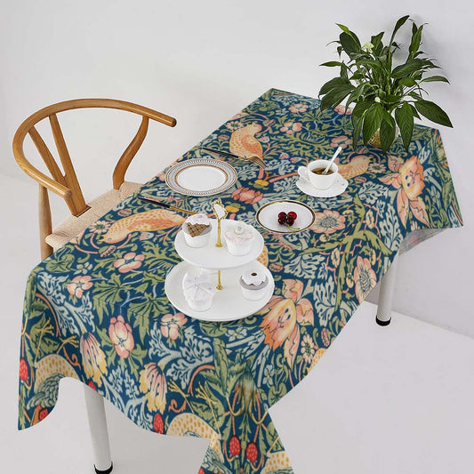 HOSTECCO William Morris Square Floral Tablecloth Vintage Flowers Table Cover Washable for Dining Table Party Picnic