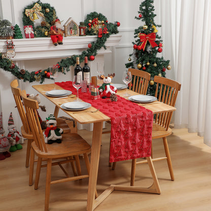 Christmas Tree Table Runner Winter Holiday Fur Decor for Kitchen Party Wedding Dining Table