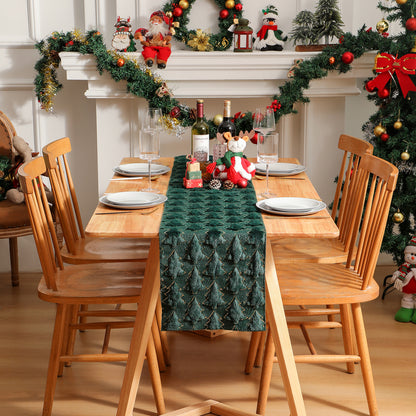 Christmas Tree Table Runner Winter Holiday Fur Decor for Kitchen Party Wedding Dining Table