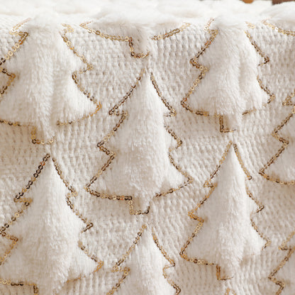 Christmas Tree Table Runner Winter Holiday Fur Decor for Kitchen Party Wedding Dining Table