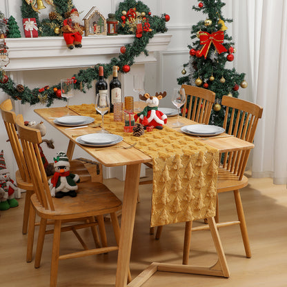 Christmas Tree Table Runner Winter Holiday Fur Decor for Kitchen Party Wedding Dining Table
