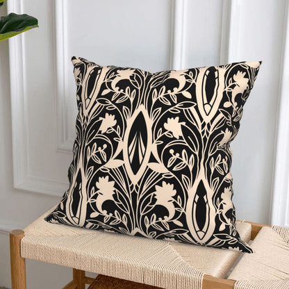 HOSTECCO Black and White Throw Pillow Covers 18x18 inch Set of 4 Floral Damask Pillow Cases Geometric Flower Decorative Cushion Covers for Sofa Couch