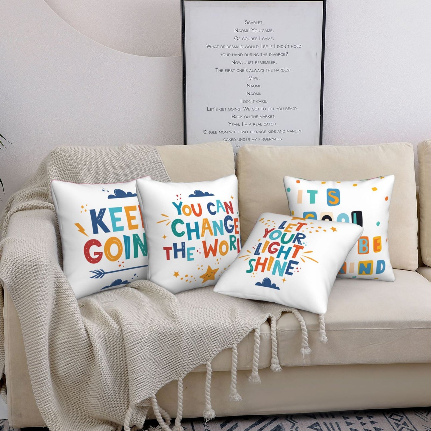 DWZQP-S1，HOSTECCO Colorful Classroom Throw Pillow Covers Inspiration Quotes Pillow Cases  for Kids Boys Girls