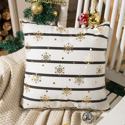 HOSTECCO Christmas Throw Pillow 18x18 inches Gold Stamping Covers Set of 4 Pillow Cases for Sofa