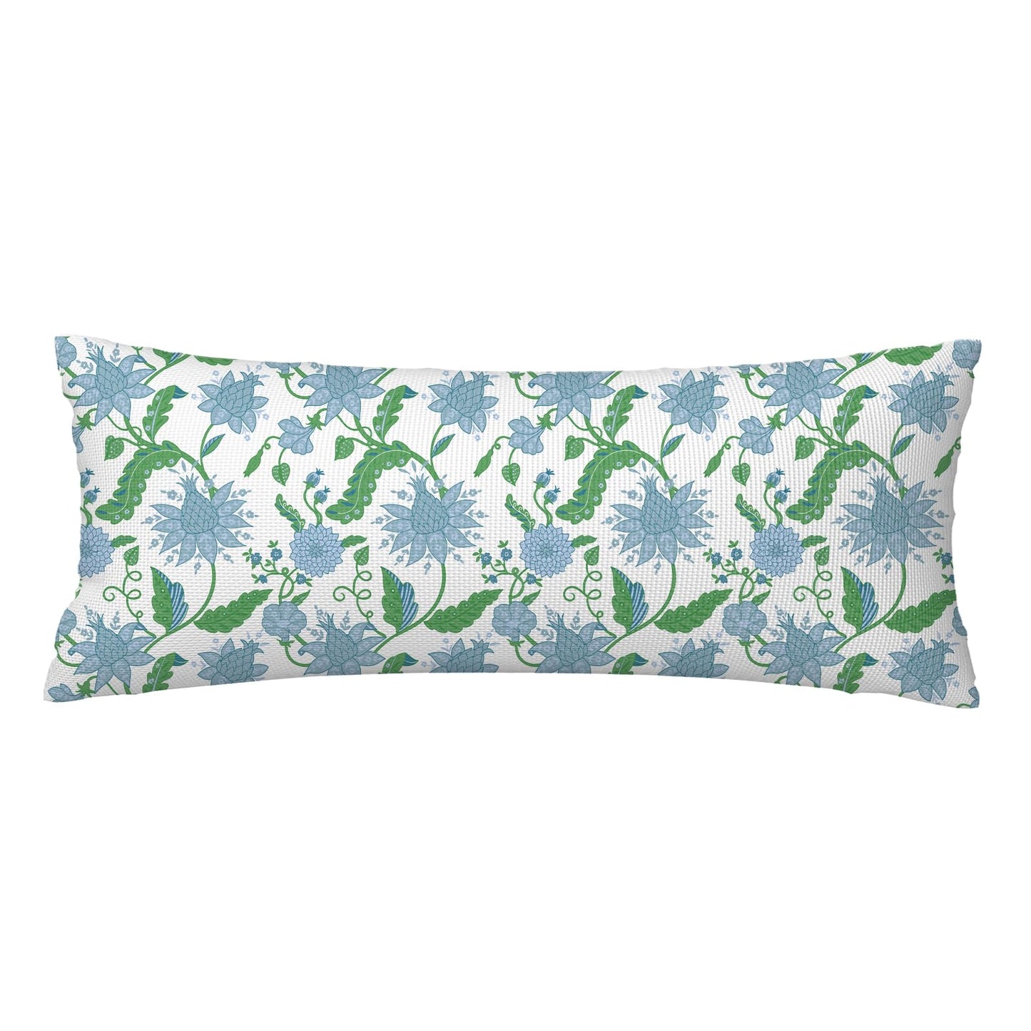 Block Print Floral Long Lumbar Pillow Covers, 14x36 Inch — Floral 1
