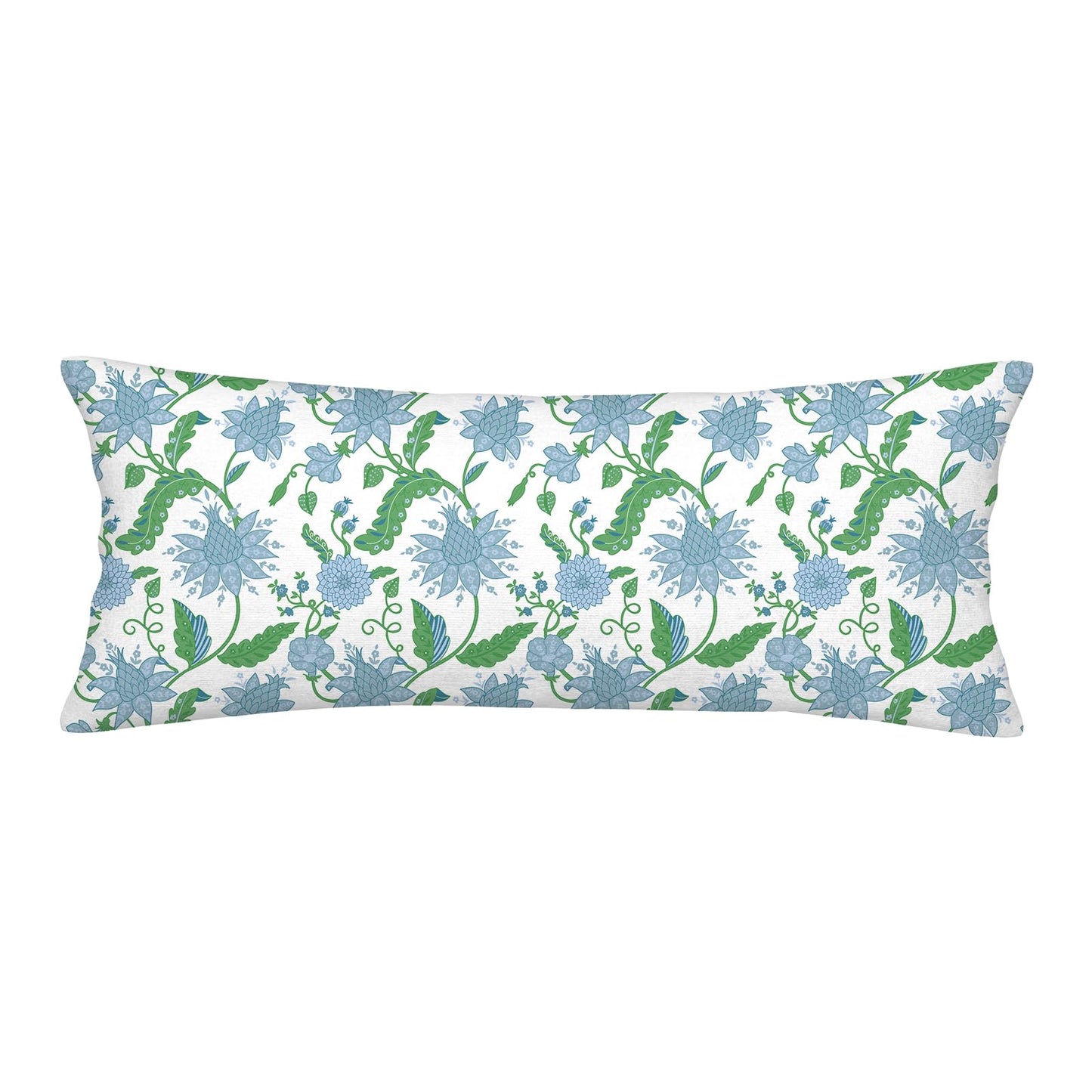 Block Print Floral Long Lumbar Pillow Covers, 14x36 Inch — Floral 1