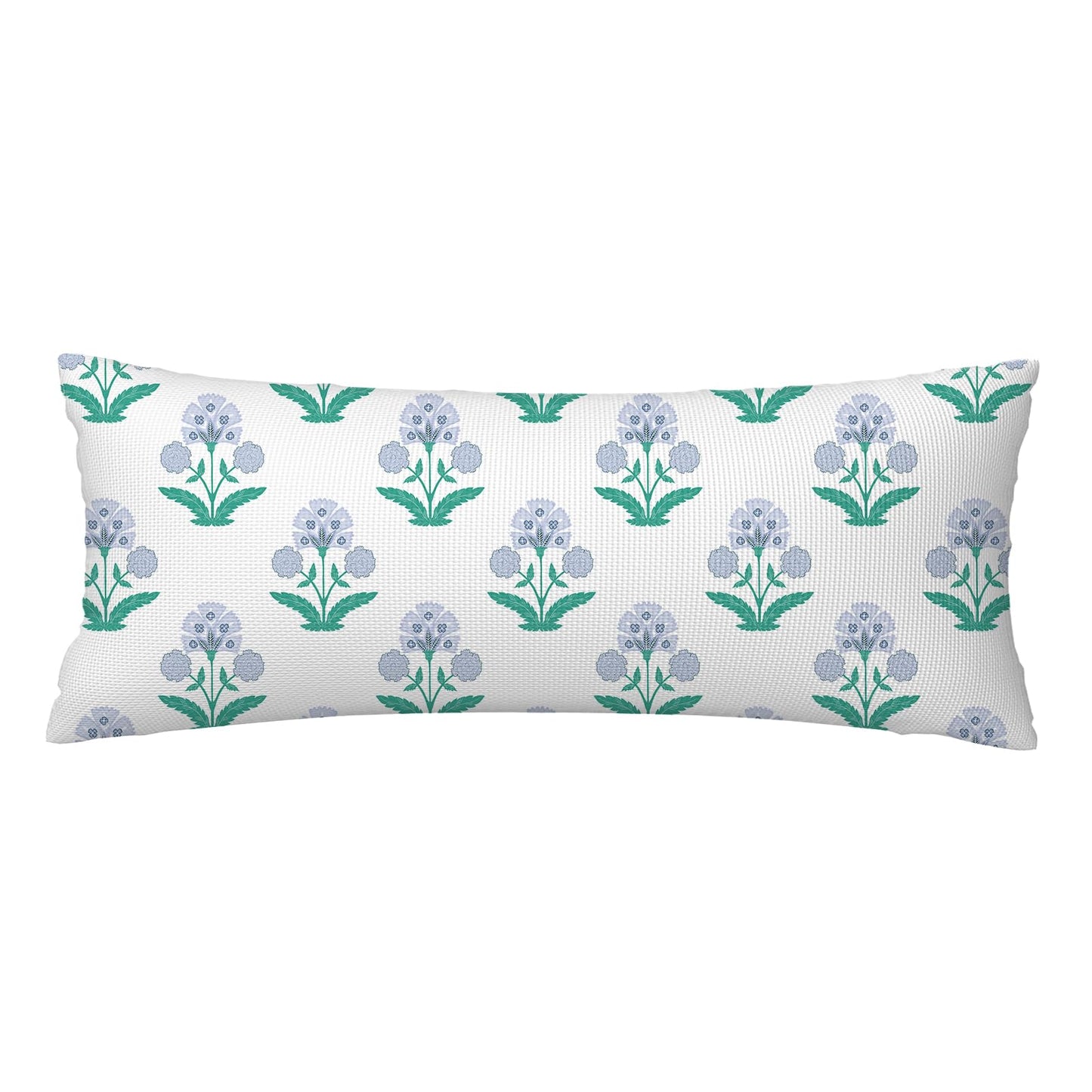 Block Print Floral Long Lumbar Pillow Covers, 14x36 Inch — Floral 10