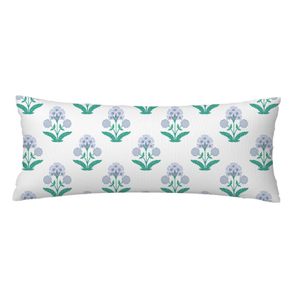 Block Print Floral Long Lumbar Pillow Covers, 14x36 Inch — Floral 10