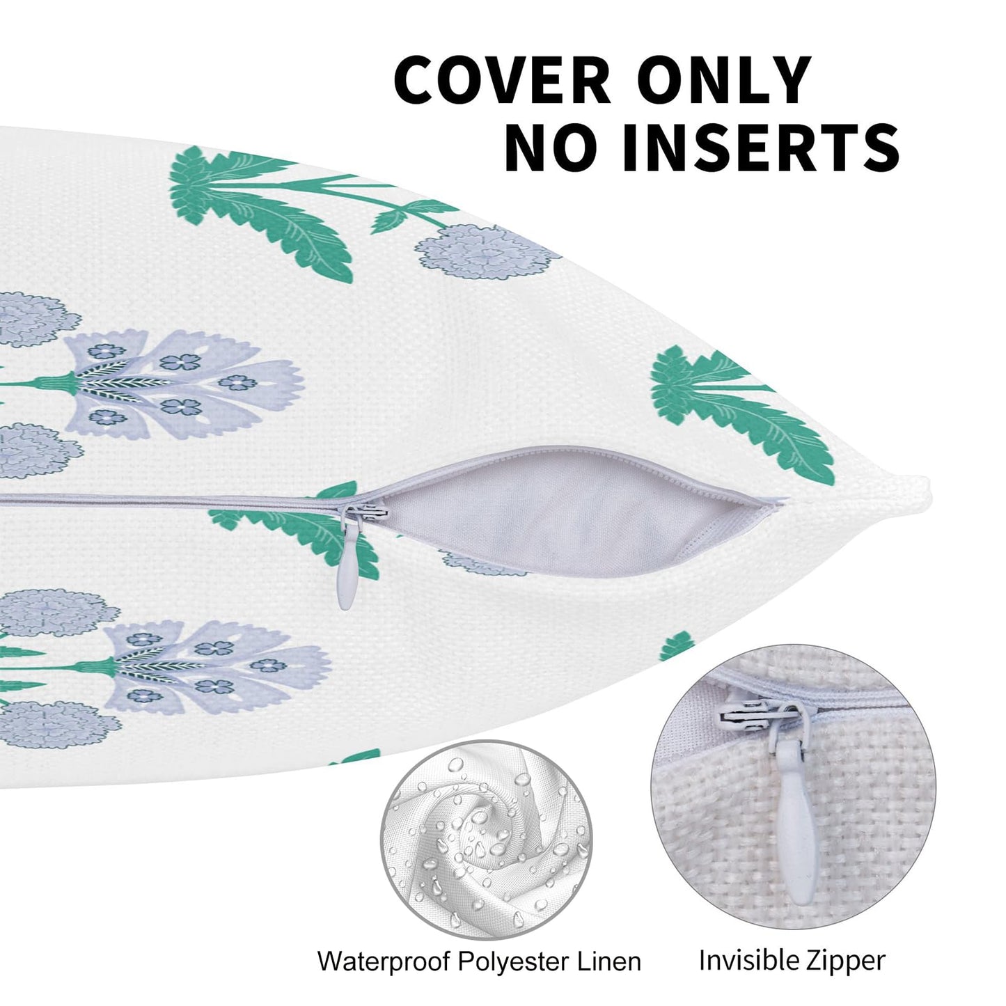 Block Print Floral Long Lumbar Pillow Covers, 14x36 Inch — Floral 10