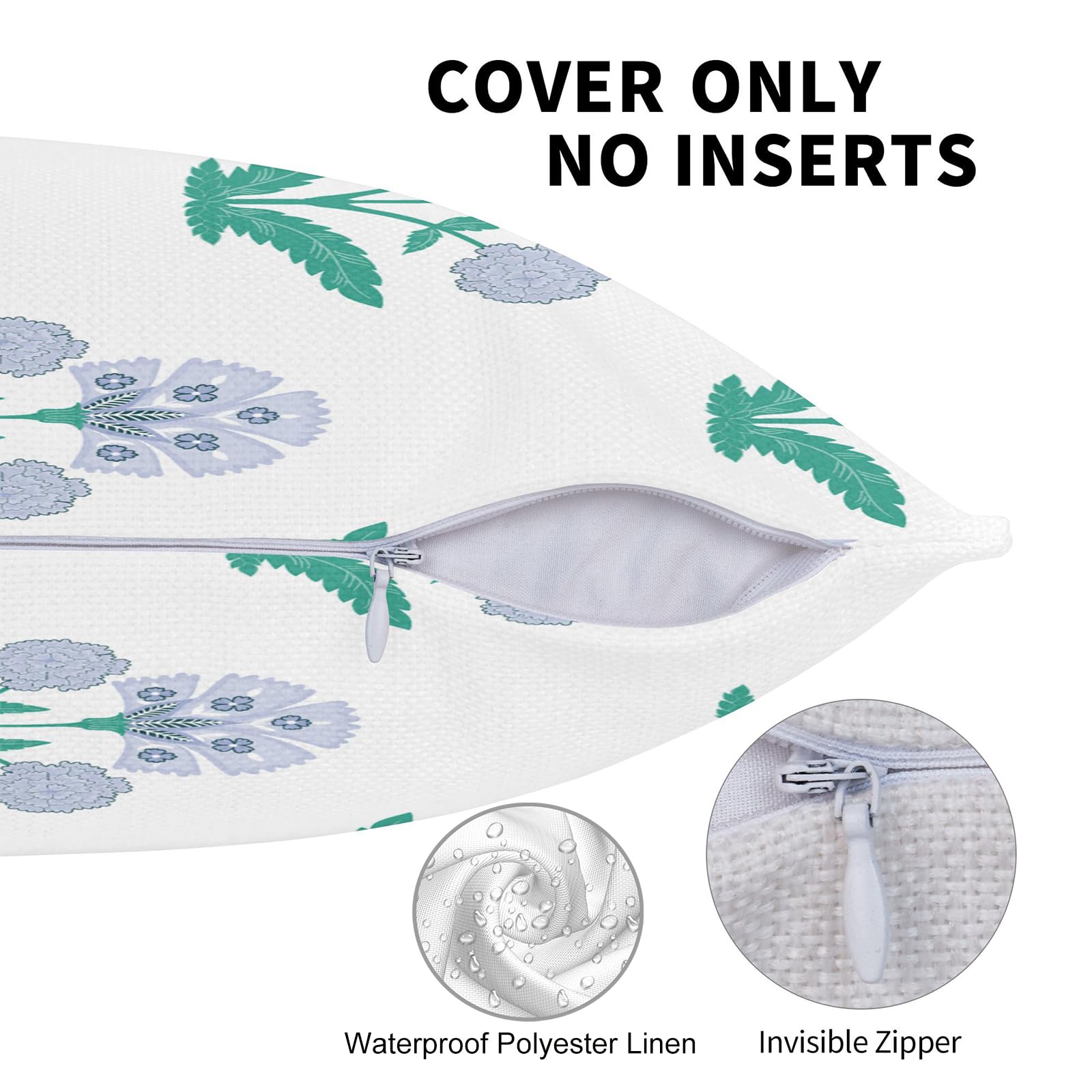 Block Print Floral Long Lumbar Pillow Covers, 14x36 Inch — Floral 10