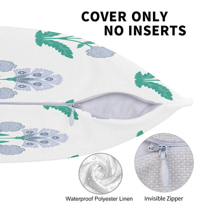 Block Print Floral Long Lumbar Pillow Covers, 14x36 Inch — Floral 10