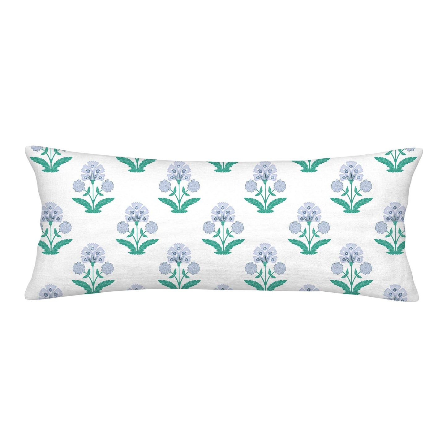 Block Print Floral Long Lumbar Pillow Covers, 14x36 Inch — Floral 10