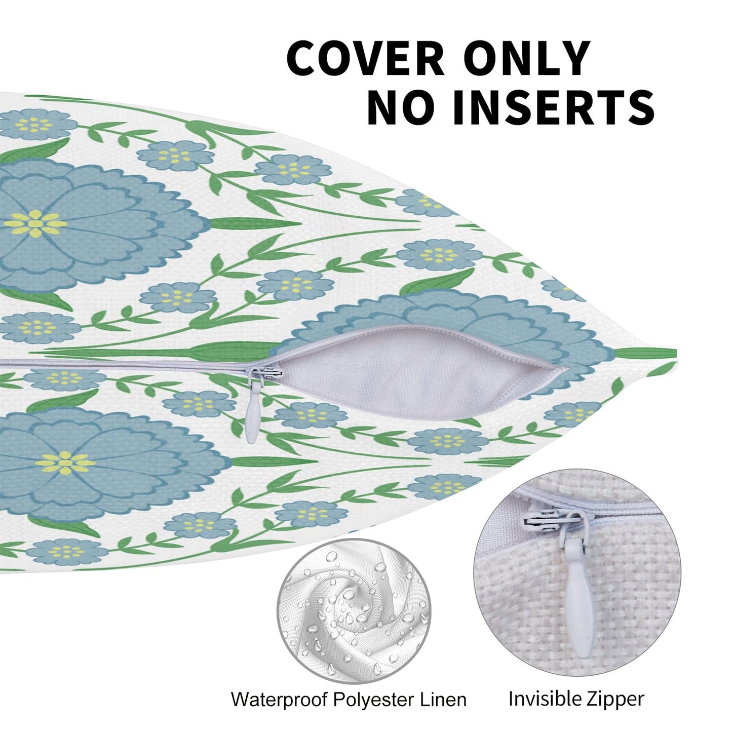 Block Print Floral Long Lumbar Pillow Covers, 14x36 Inch — Floral 2