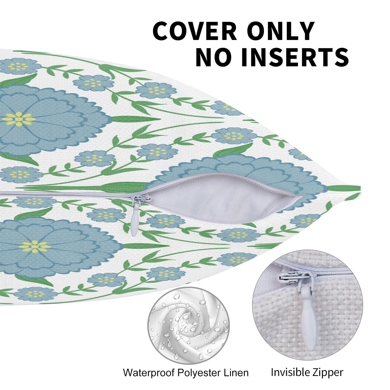 Block Print Floral Long Lumbar Pillow Covers, 14x36 Inch — Floral 2