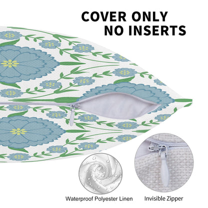 Block Print Floral Long Lumbar Pillow Covers, 14x36 Inch — Floral 2