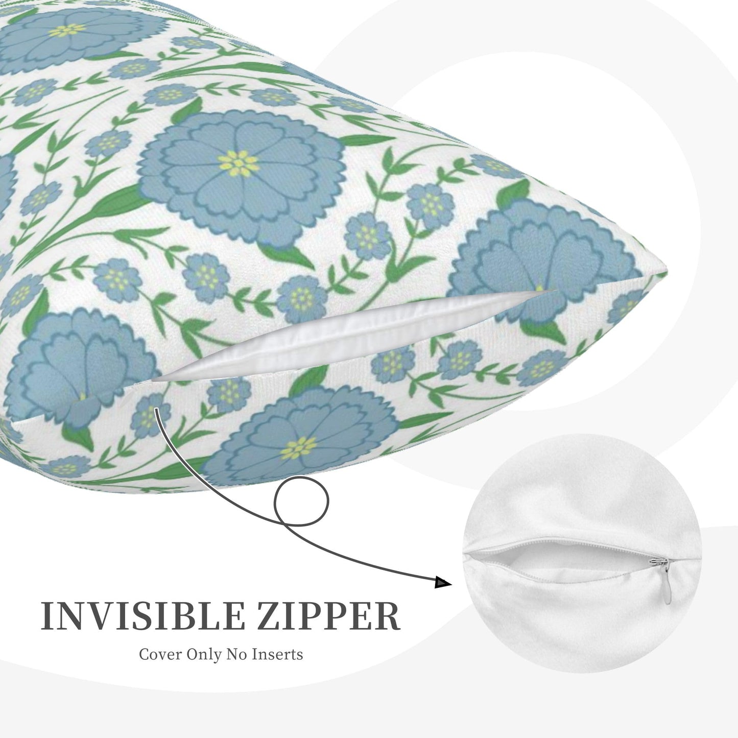 Block Print Floral Long Lumbar Pillow Covers, 14x36 Inch — Floral 2