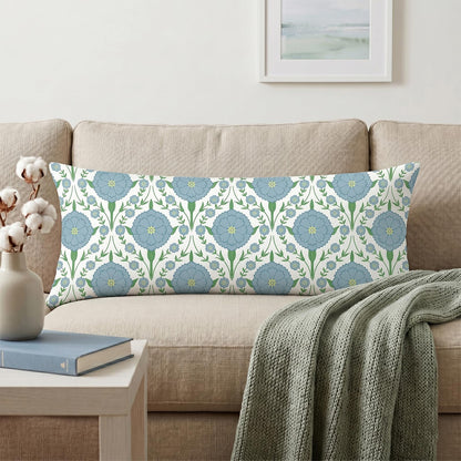 Block Print Floral Long Lumbar Pillow Covers, 14x36 Inch — Floral 2