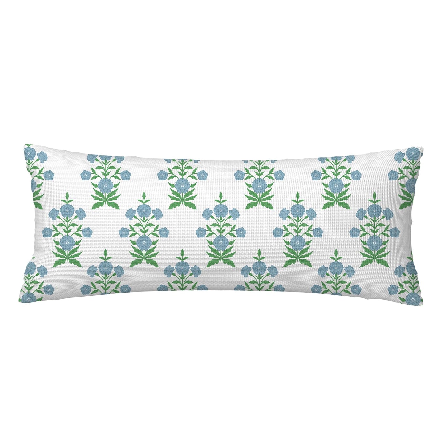 Block Print Floral Long Lumbar Pillow Covers, 14x36 Inch — Floral 3