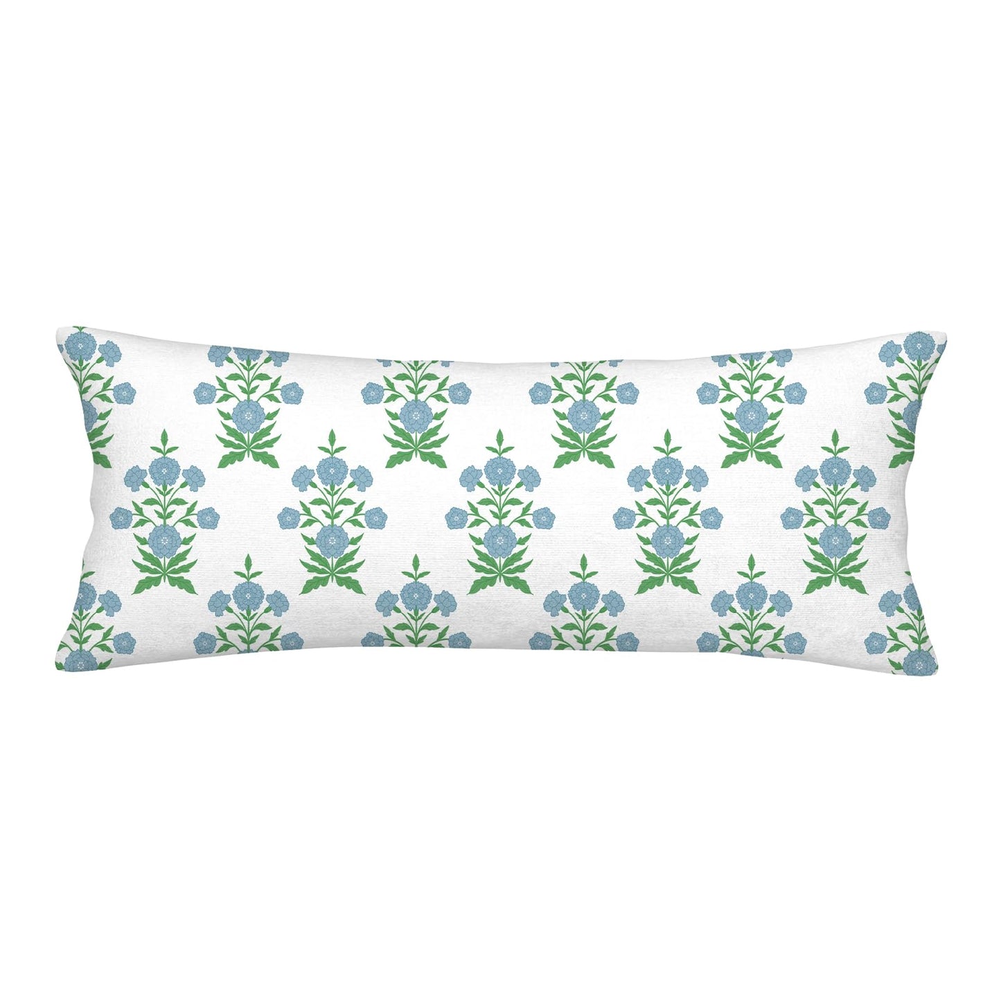 Block Print Floral Long Lumbar Pillow Covers, 14x36 Inch — Floral 3