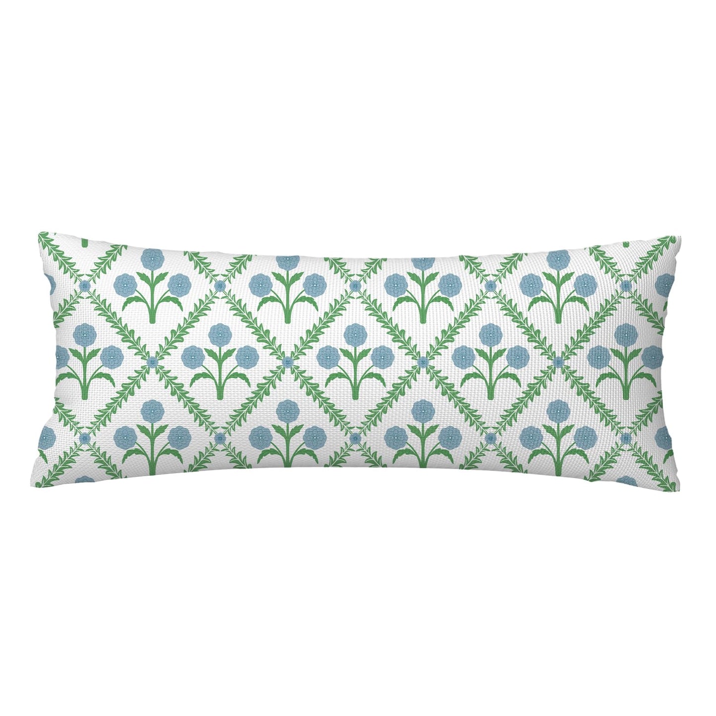 Block Print Floral Long Lumbar Pillow Covers, 14x36 Inch — Floral 4